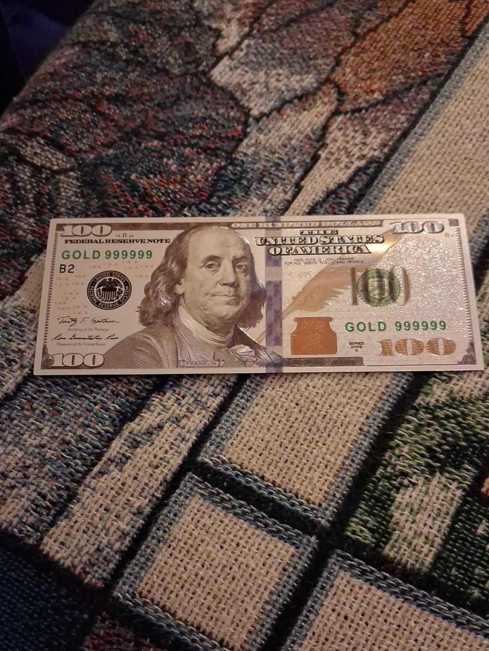 Silver Foil 999999 Ben Franklin 100 Collectable Note